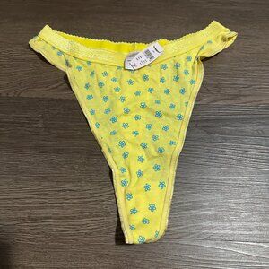 Vintage High Waisted Thong Flower Pattern RARE